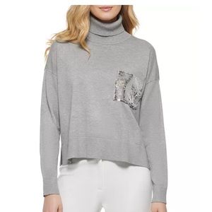 NWT DKNY pocket sequence sweater MSRP $89.00 size M